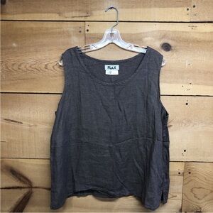 Flax Women's Dark Brown Tank Top 100% linen